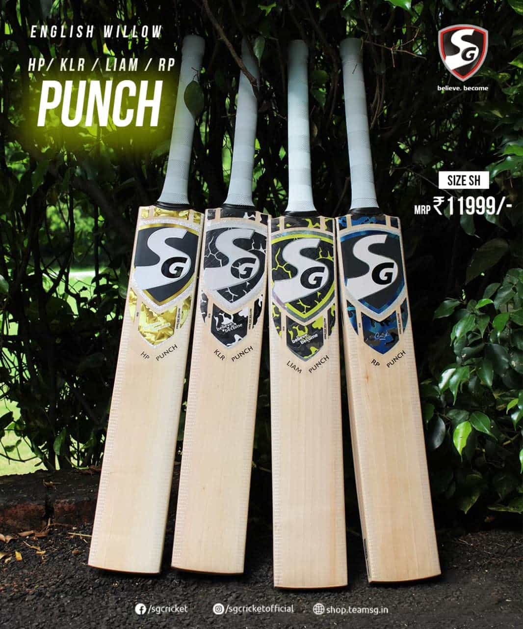 SG HP PUNCH Hybrid-Tec English Willow Cricket Bat - Premium Cricket Equipment
